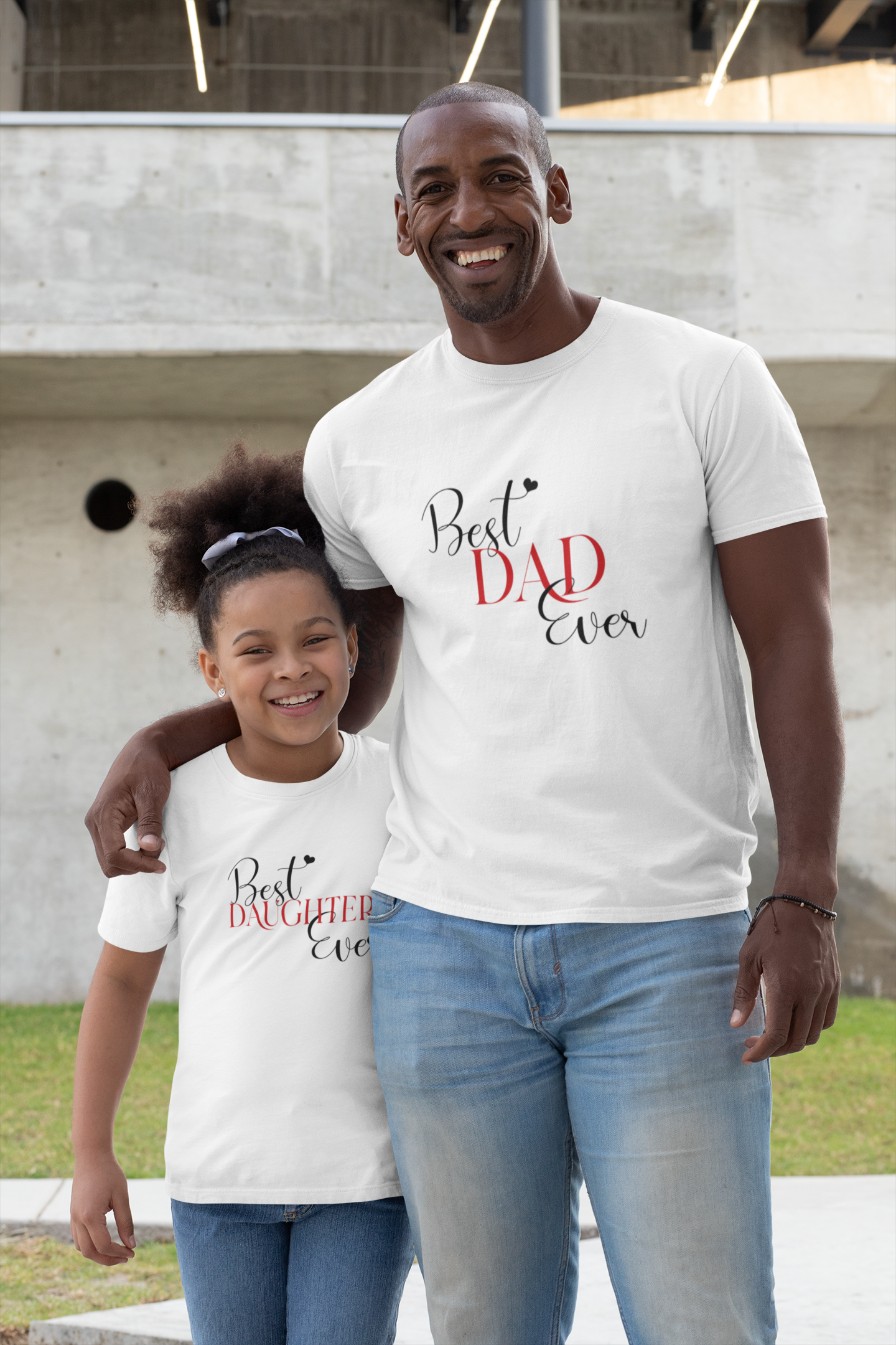 Best Dad Ever Father and Daughter White Matching T-Shirt- FunkyTeesClub