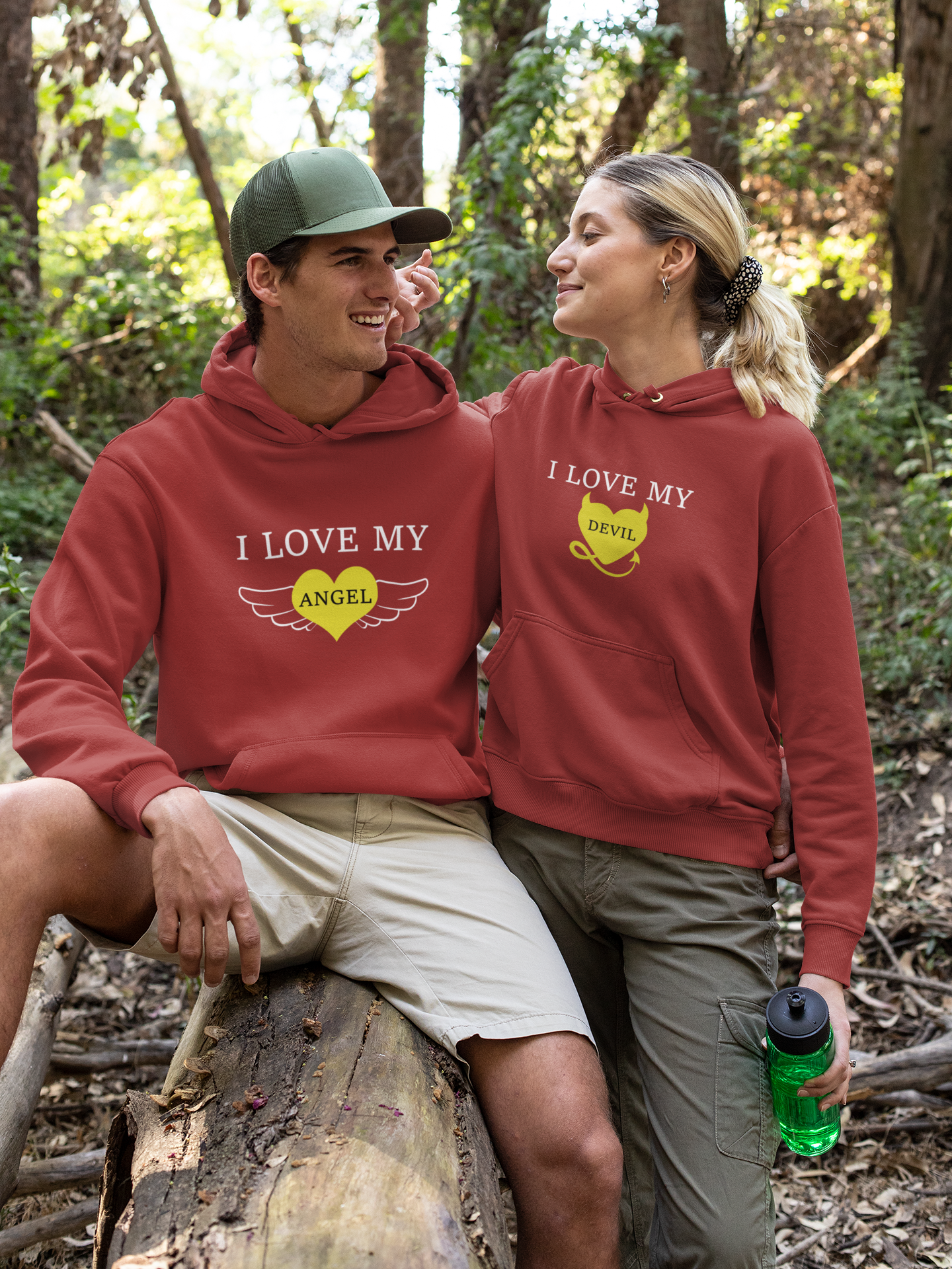 I Love My Angel Couple Hoodie-FunkyTeesClub