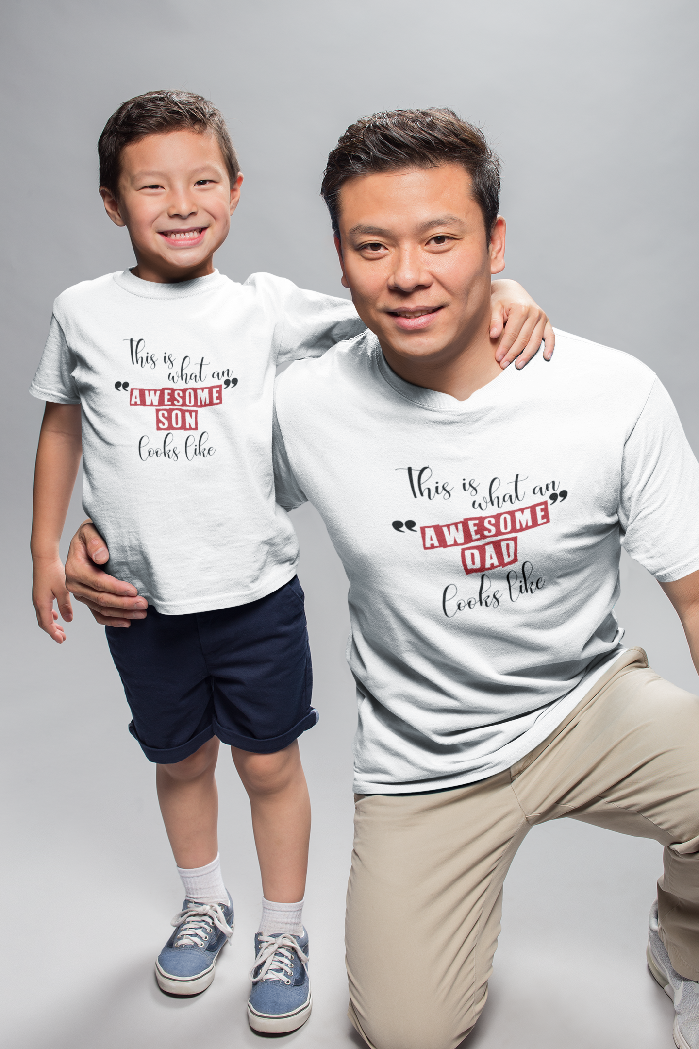 Awesome Dad Father and Son White Matching T-Shirt- FunkyTeesClub
