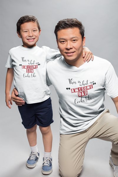 Awesome Dad Father and Son White Matching T-Shirt- FunkyTeesClub