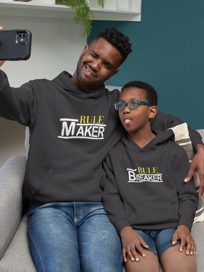 Rule Maker Father and Son Black Matching Hoodies- FunkyTeesClub