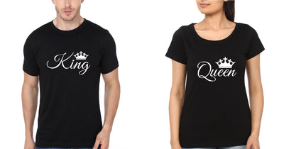 King Queen Couple Half Sleeves T-Shirts -FunkyTees