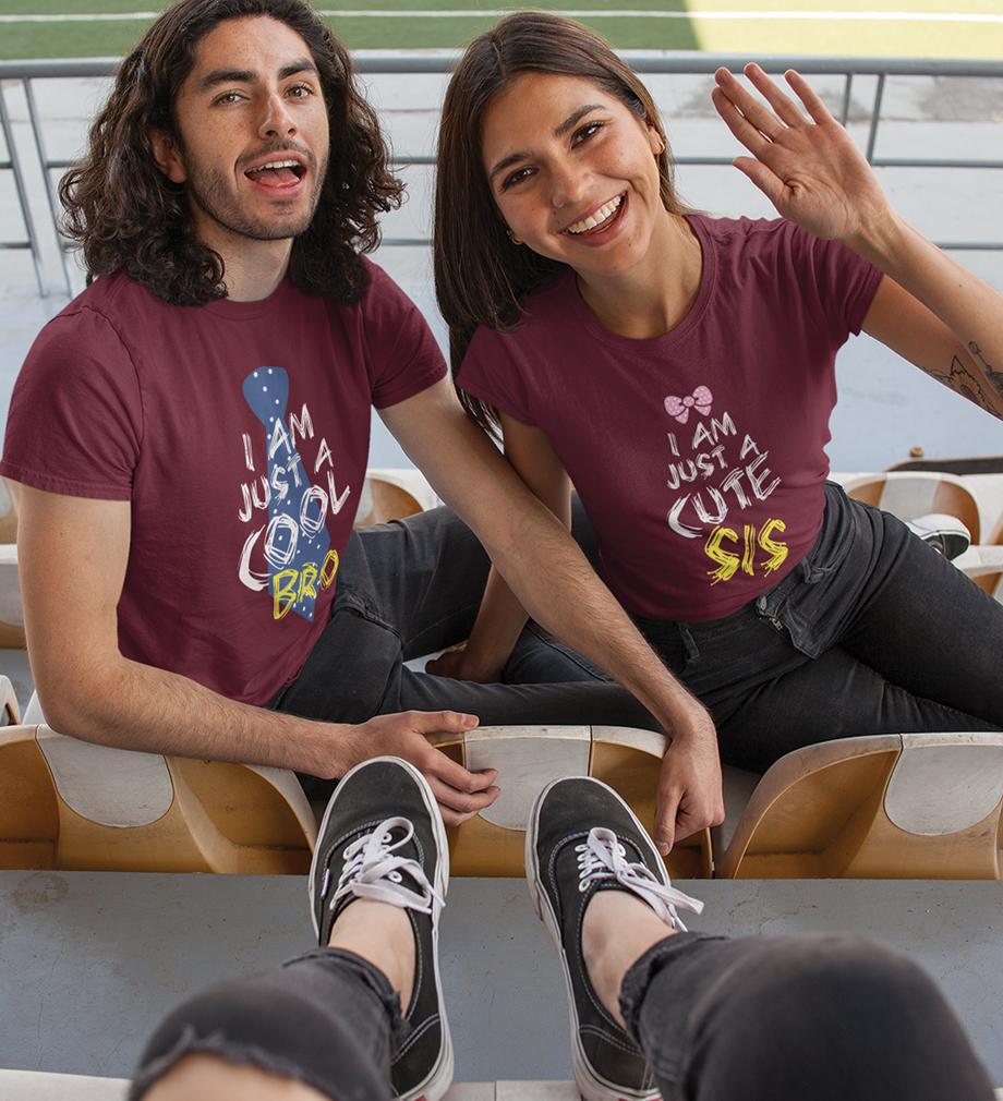 Cool Bro Cute Sis Brother-Sister Half Sleeves T-Shirts -FunkyTees