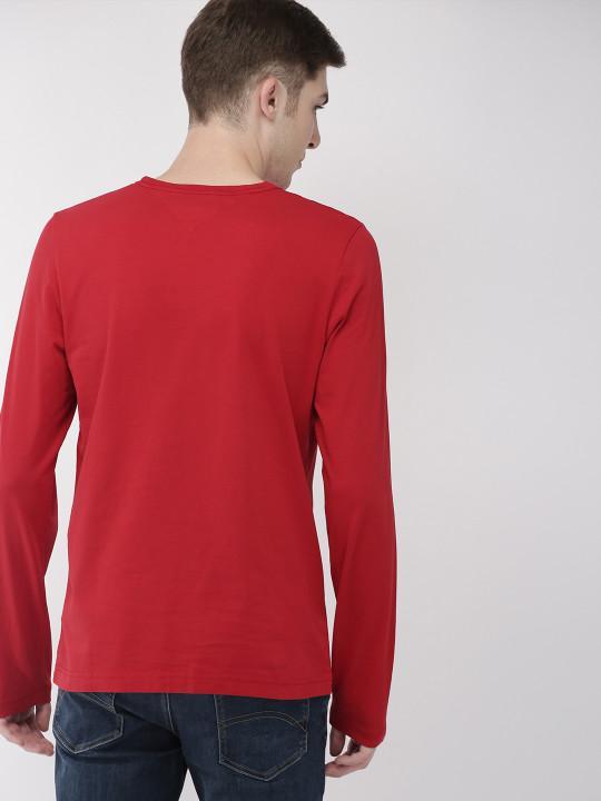 Plain Red Full Sleeves T-Shirt-FunkyTeesClub