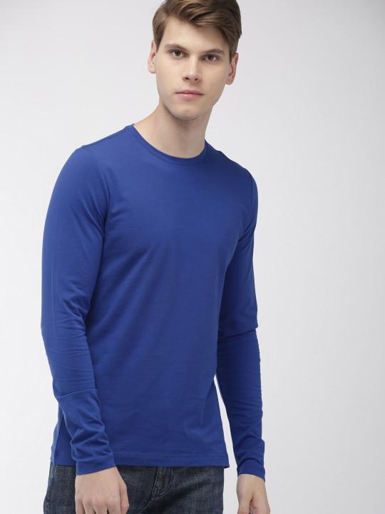 Plain royal blue Full Sleeves T-Shirt-FunkyTeesClub