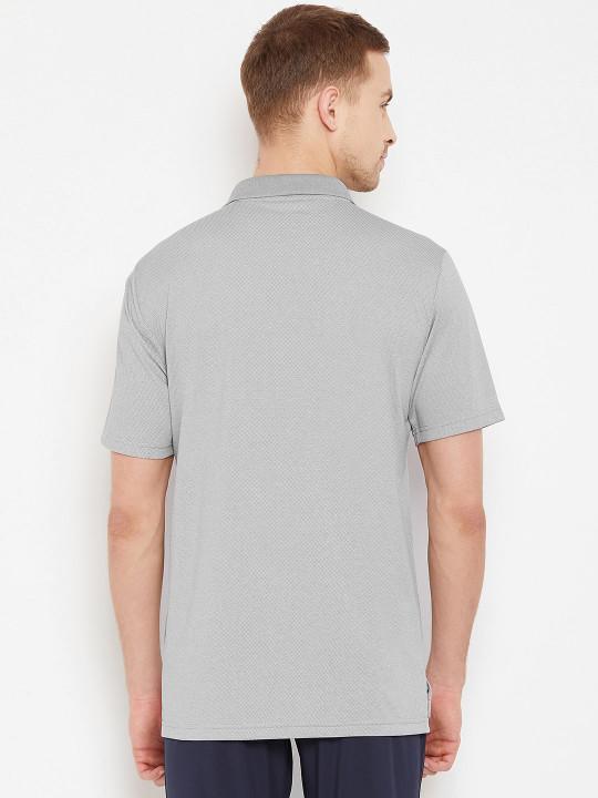 Plain grey melange Polo T-Shirt-FunkyTeesClub