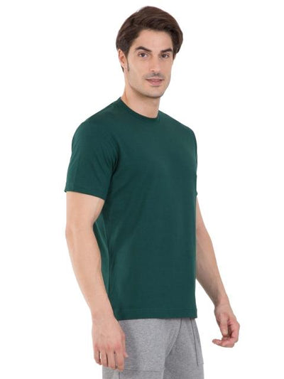 Plain Dark Green Half Sleeves T-Shirt-FunkyTeesClub