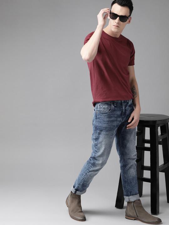 Plain maroon Half Sleeves T-Shirt-FunkyTeesClub