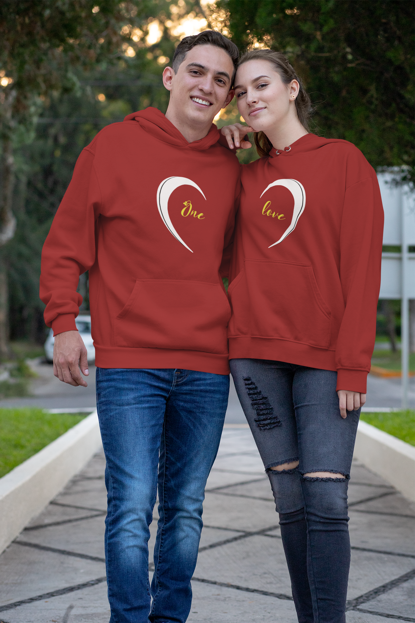 One Love Couple Hoodie-FunkyTeesClub