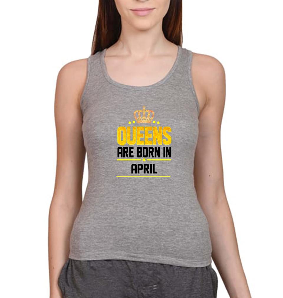 Queens Are Born In April Women Tank Top-FunkyTeesClub