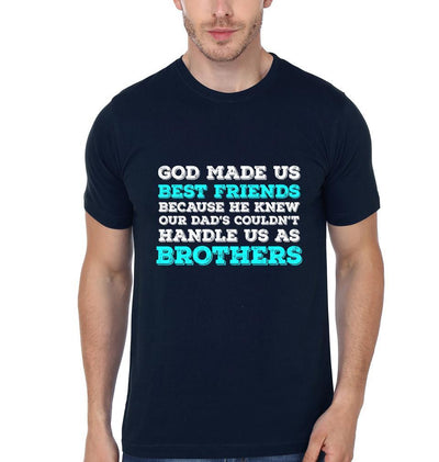 FunkyTees God Made Us Best Friends BFF Navy Blue Half Sleeve T Shirt
