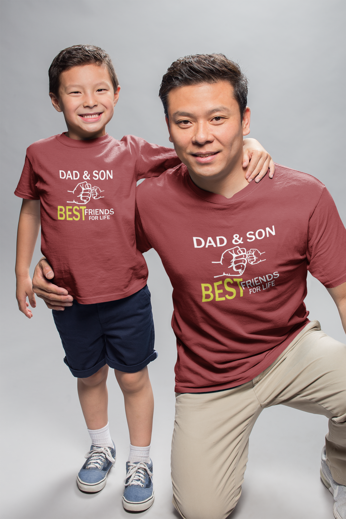 Dad And Son Best Friends For Life Father and Son Red Matching T-Shirt- FunkyTeesClub