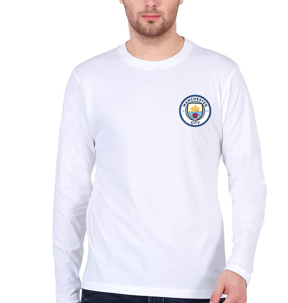 Manchester City Logo Men Full Sleeves T-Shirts-FunkyTeesClub