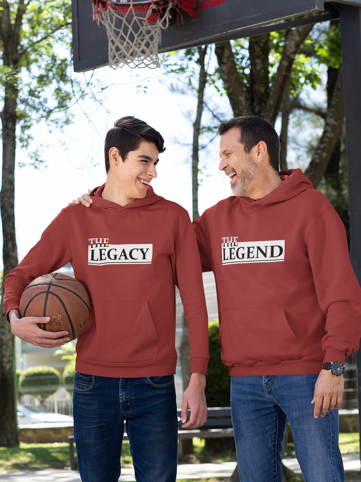 The Legend Father and Son Red Matching Hoodies- FunkyTeesClub