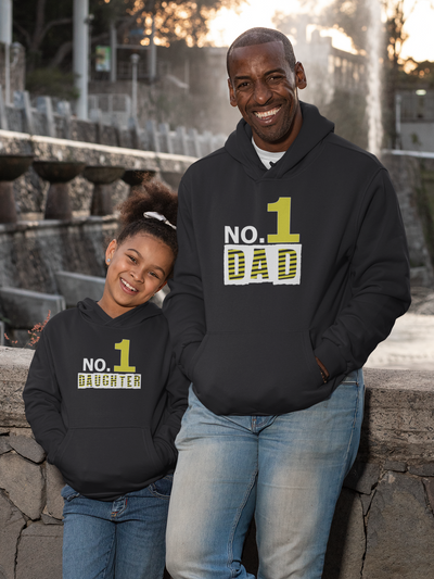 No.1 Dad Father and Daughter Black Matching Hoodies- FunkyTeesClub