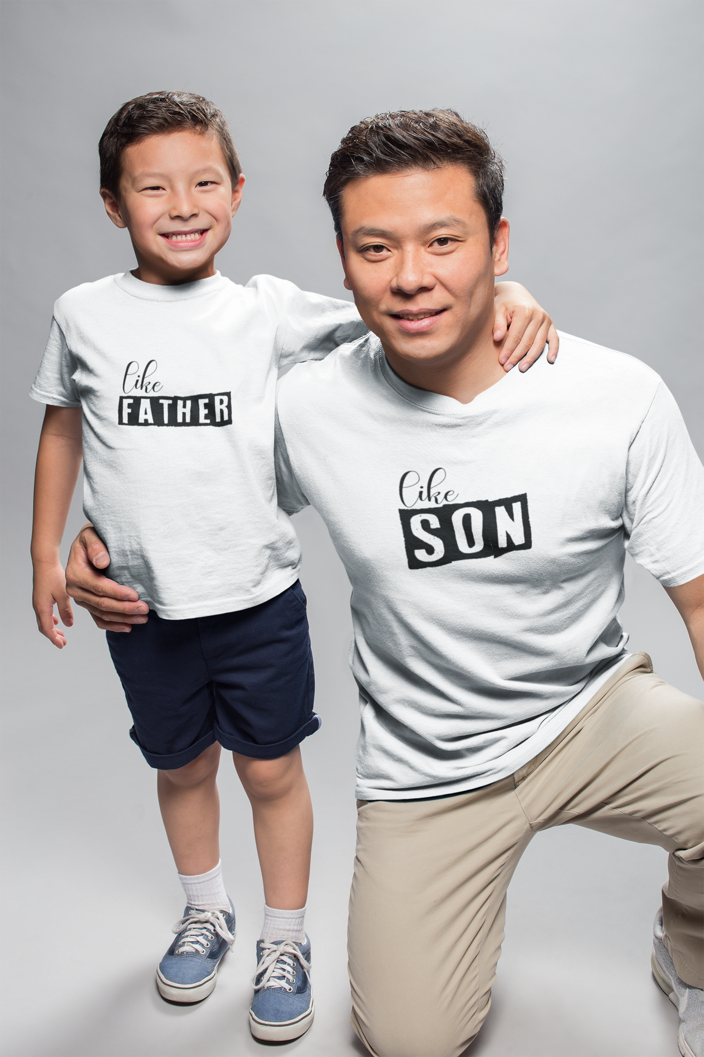 Like Father Like Son Father and Son White Matching T-Shirt- FunkyTeesClub