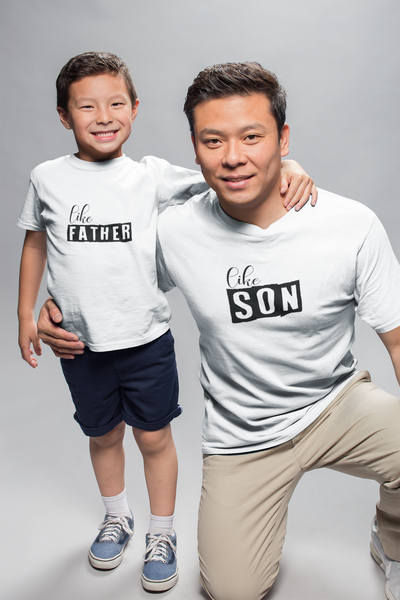 Like Father Like Son Father and Son White Matching T-Shirt- FunkyTeesClub
