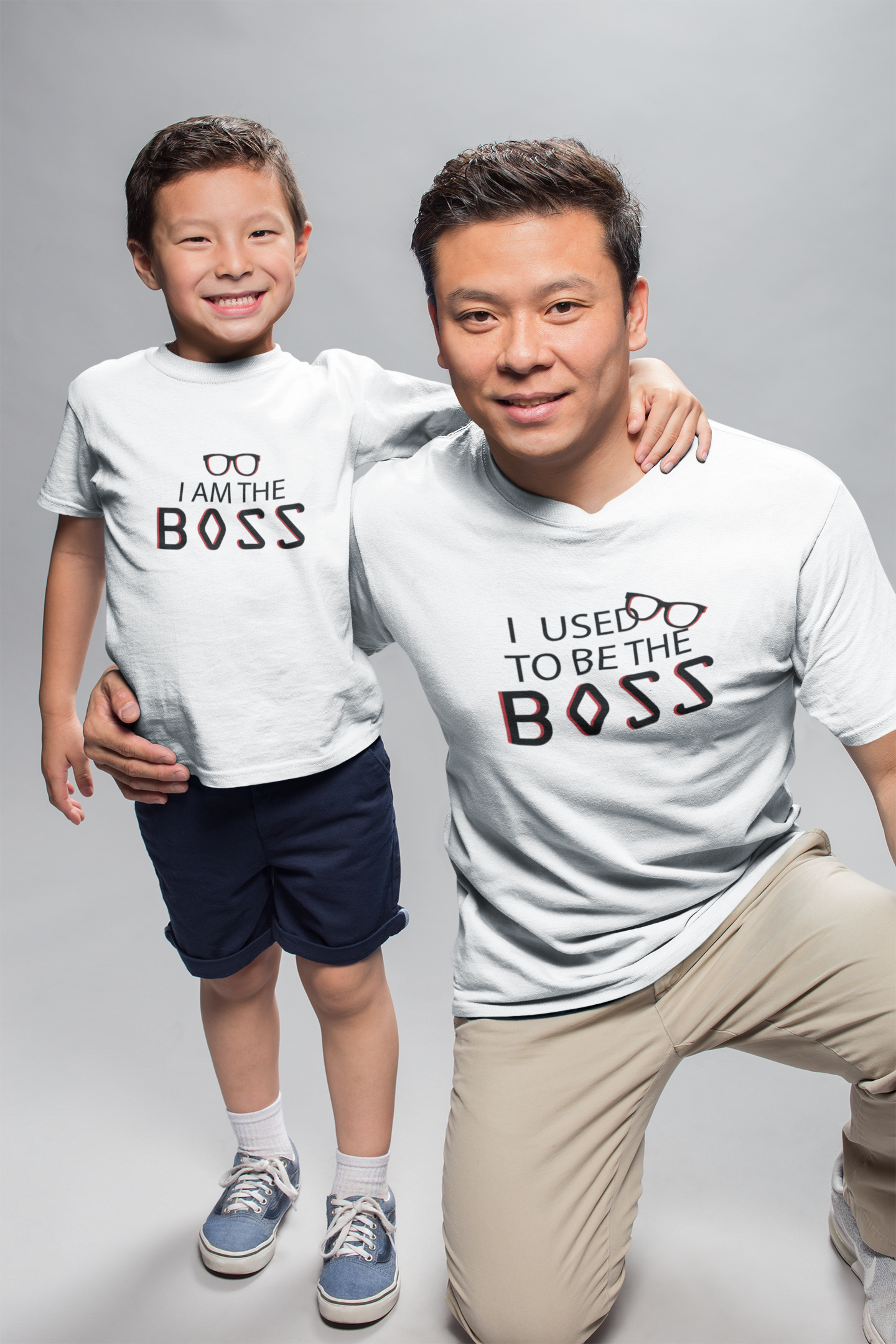 I Am The Boss Father and Son White Matching T-Shirt- FunkyTeesClub