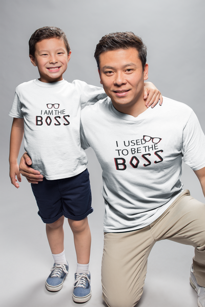 I Am The Boss Father and Son White Matching T-Shirt- FunkyTeesClub