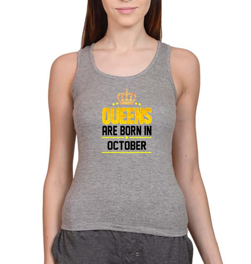 Queens Are Born In October Women Tank Top-FunkyTeesClub