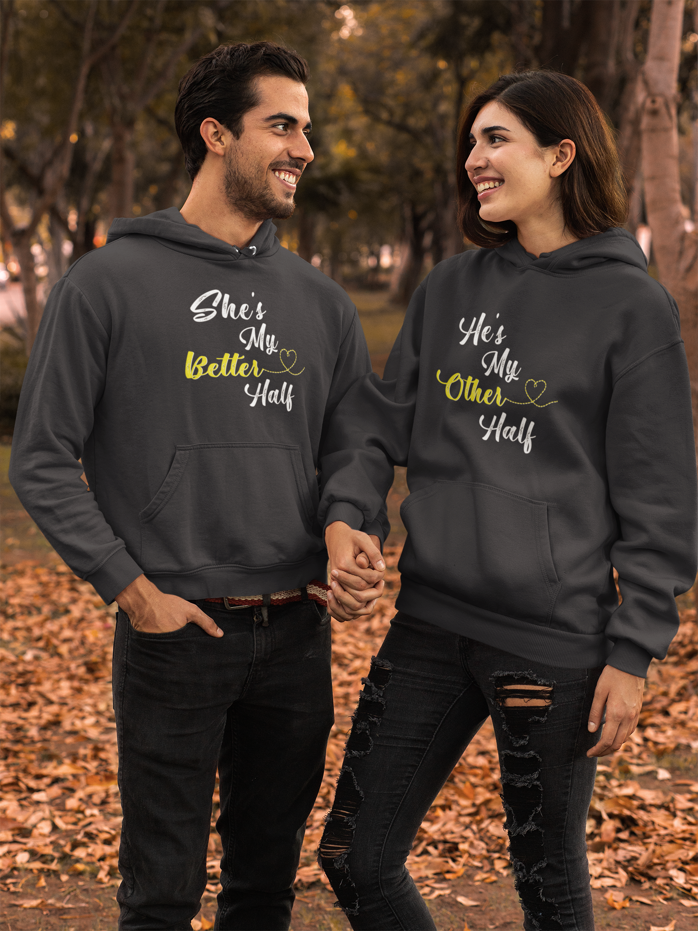He Is My Better Half Couple Hoodie-FunkyTeesClub
