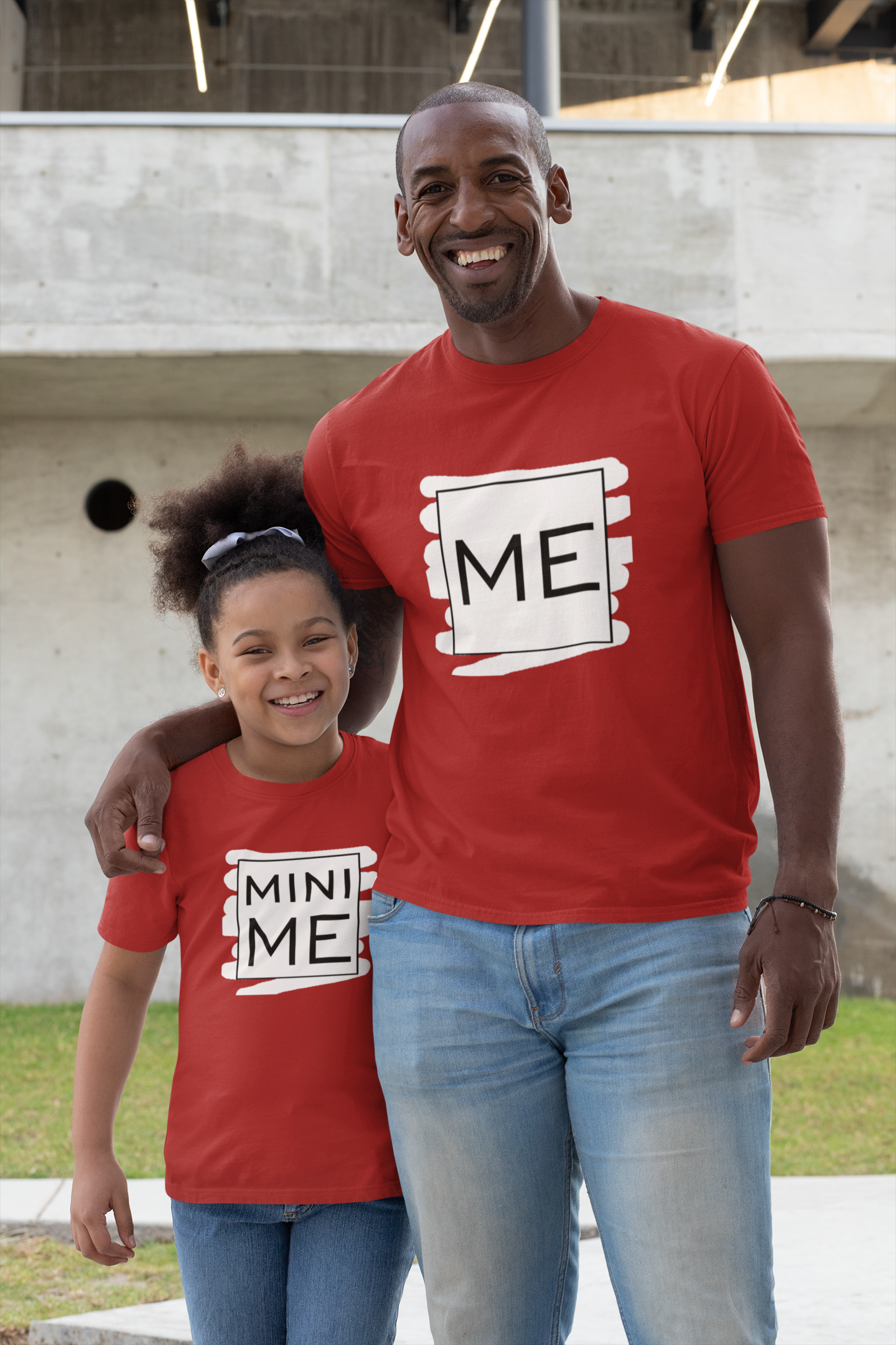 Me Father and Daughter Red Matching T-Shirt- FunkyTeesClub