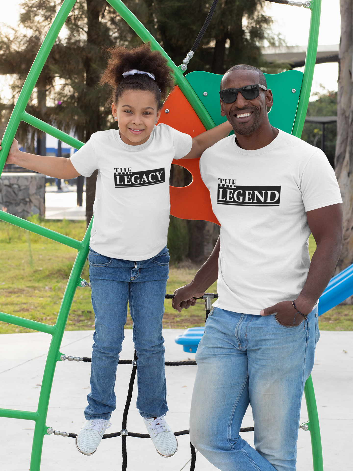 The Legend Father and Daughter White Matching T-Shirt- FunkyTeesClub