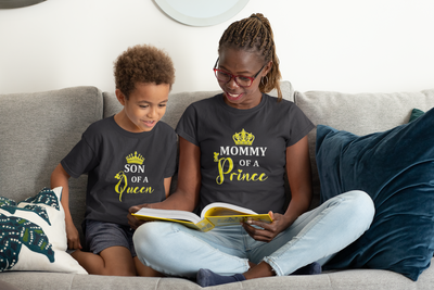 Son Of A Queen Mother And Son Black Matching T-Shirt- FunkyTeesClub