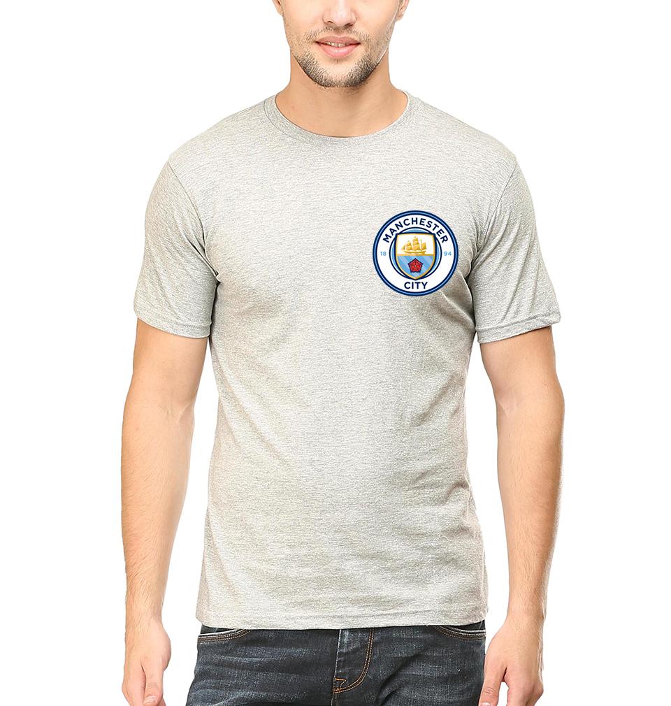 Manchester City Logo Men Half Sleeves T-Shirts-FunkyTeesClub