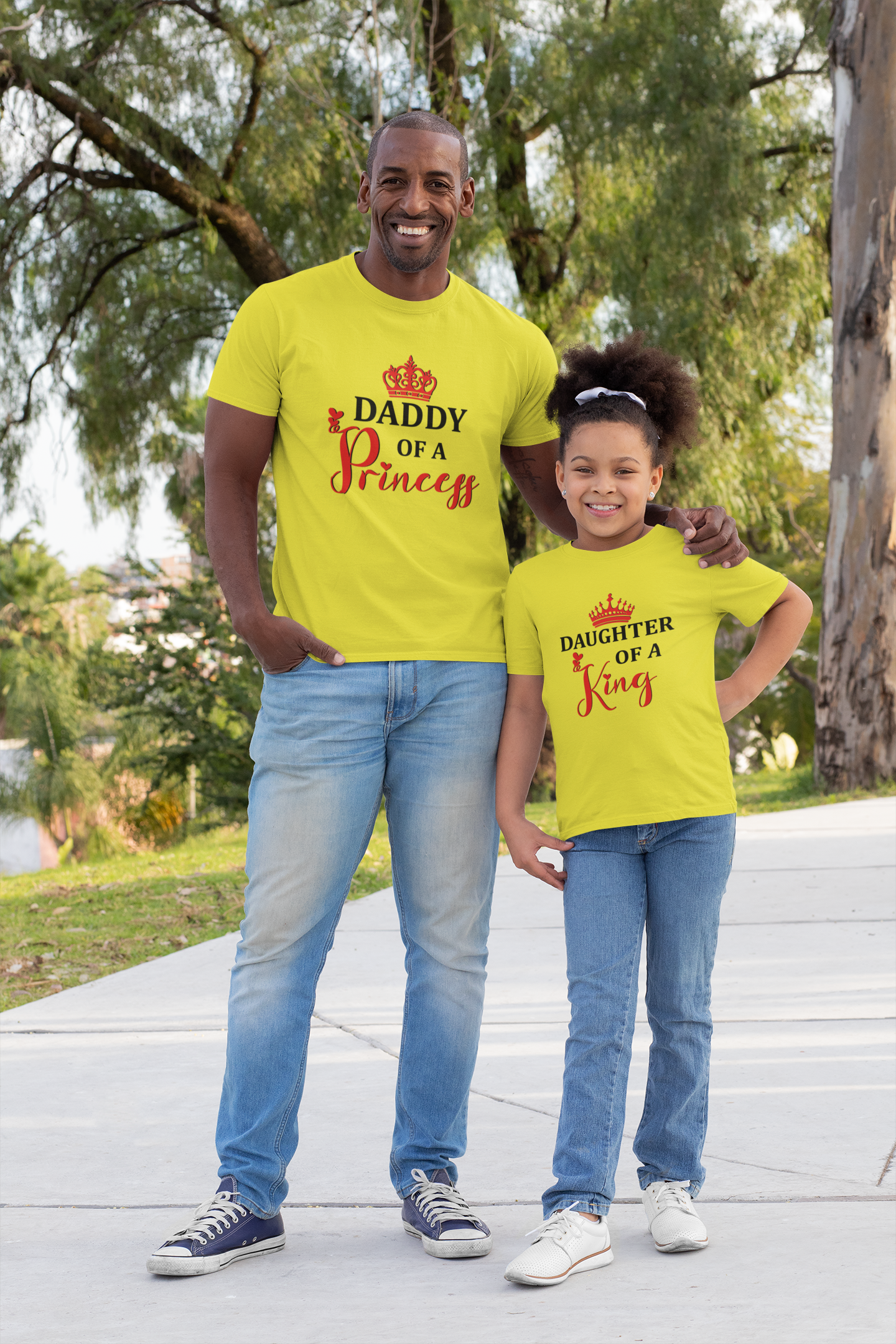 Daddy Of A Princess Father and Daughter Yellow Matching T-Shirt- FunkyTeesClub