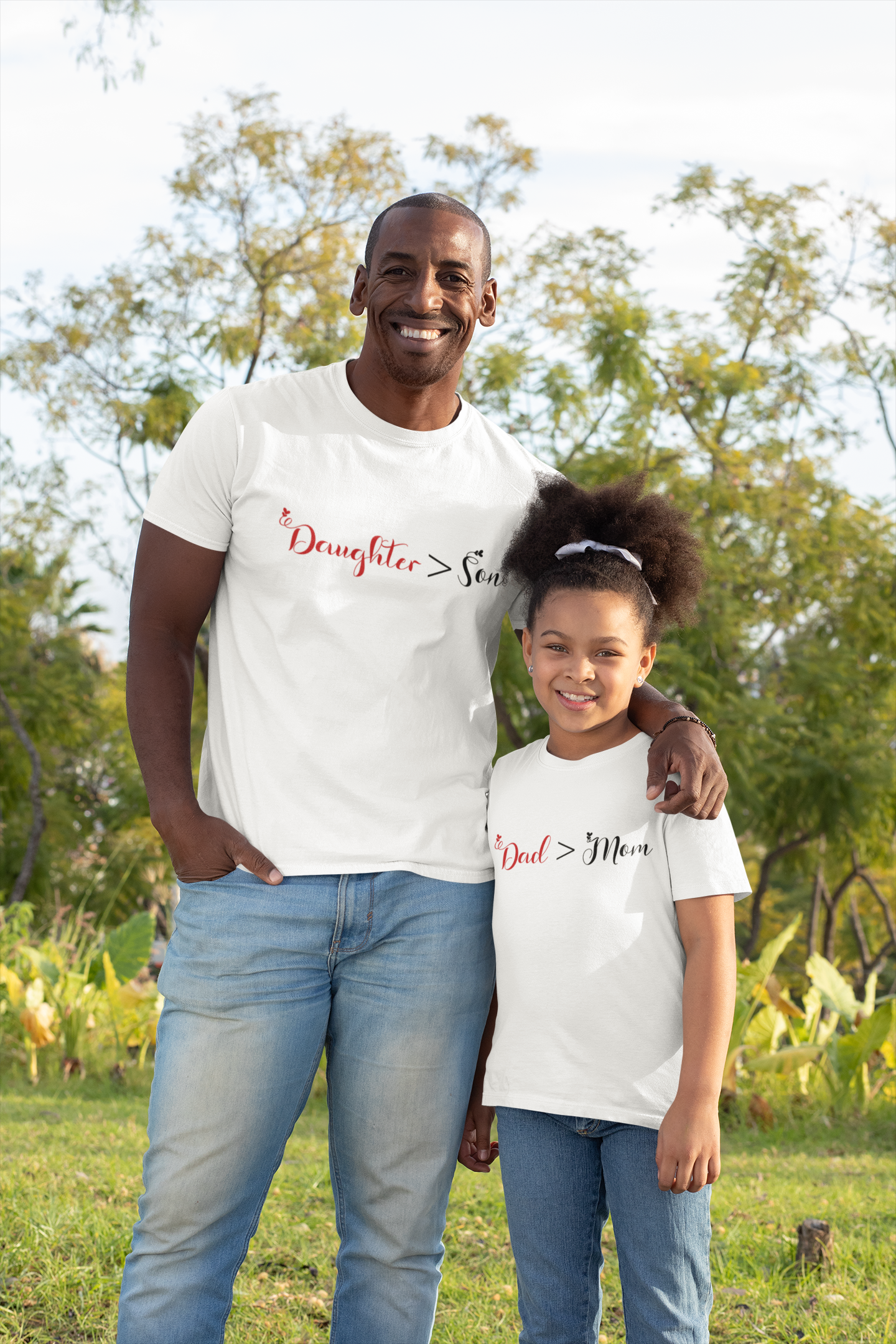 Dad Father and Daughter White Matching T-Shirt- FunkyTeesClub