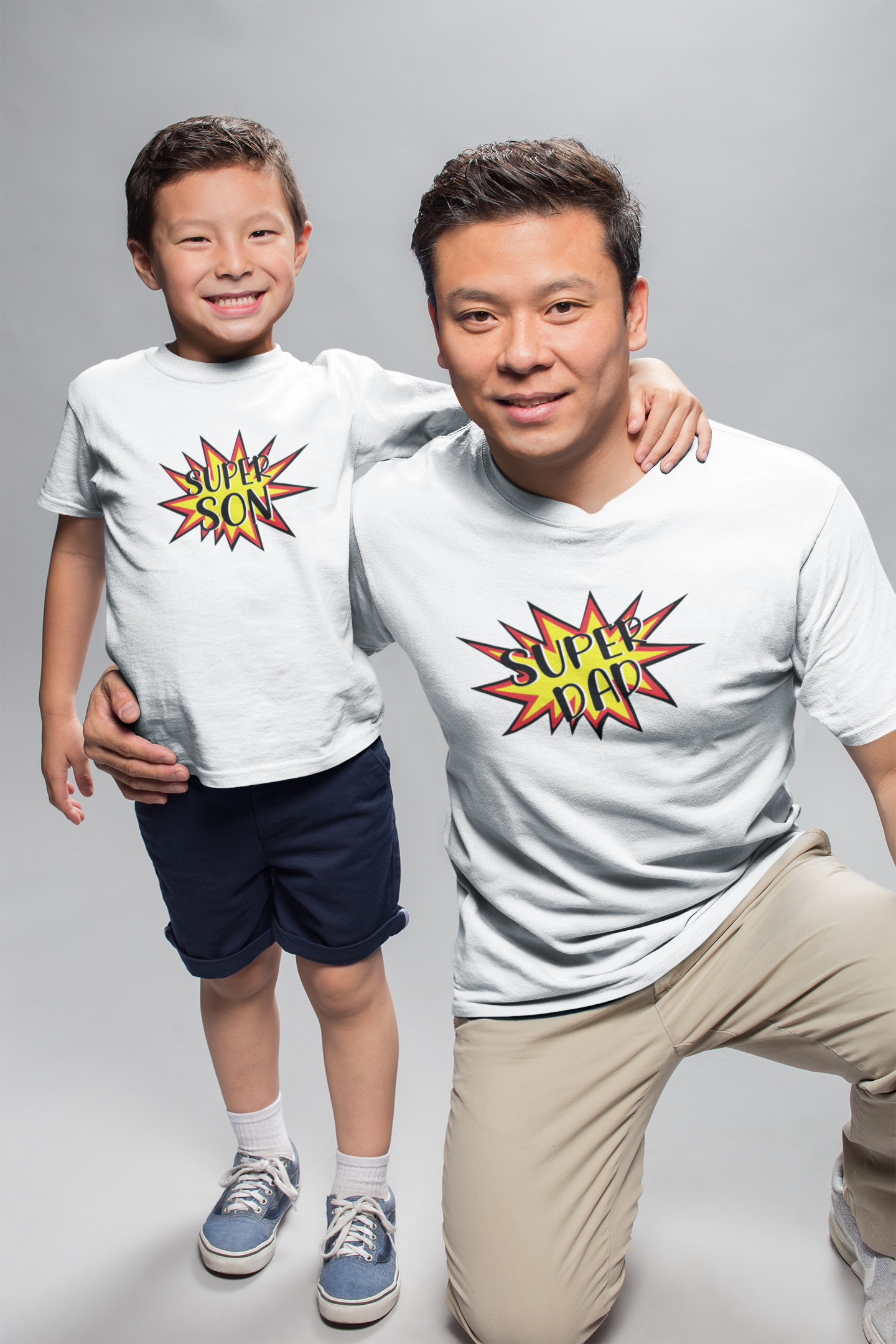 Super Dad Father and Son White Matching T-Shirt- FunkyTeesClub