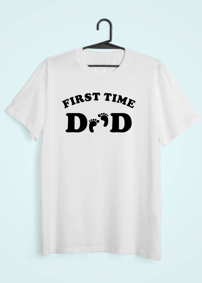 First Time Mom And First Time Dad Pregnancy Announcement Maternity Couple Half Sleeves T-Shirts -FunkyTeesClub