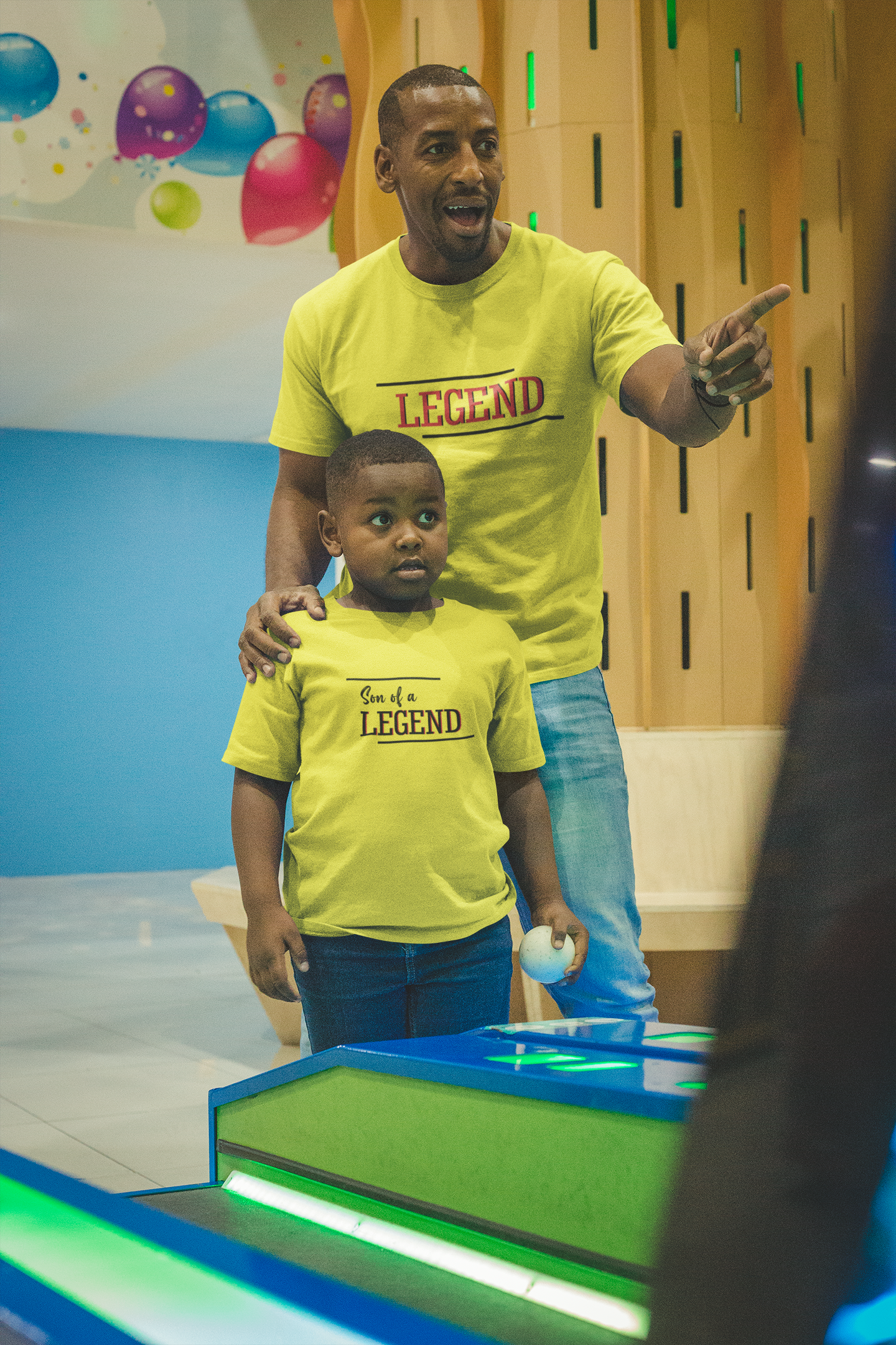 Legend Father and Son Yellow Matching T-Shirt- FunkyTeesClub