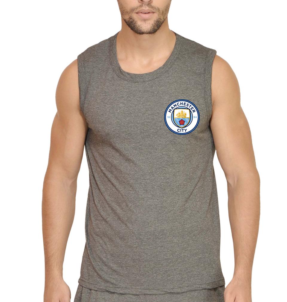 Manchester City Logo Men Sleeveless T-Shirts-FunkyTeesClub