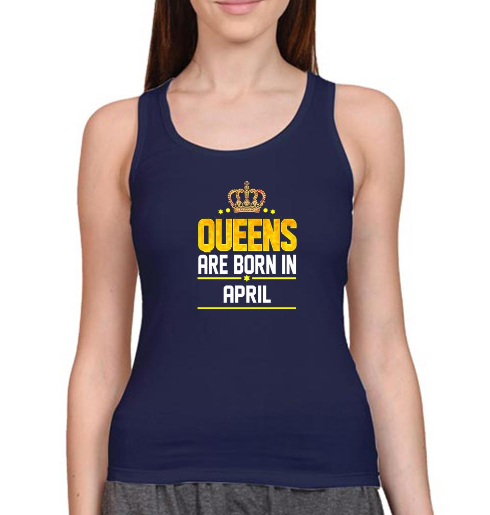 Queens Are Born In April Women Tank Top-FunkyTeesClub
