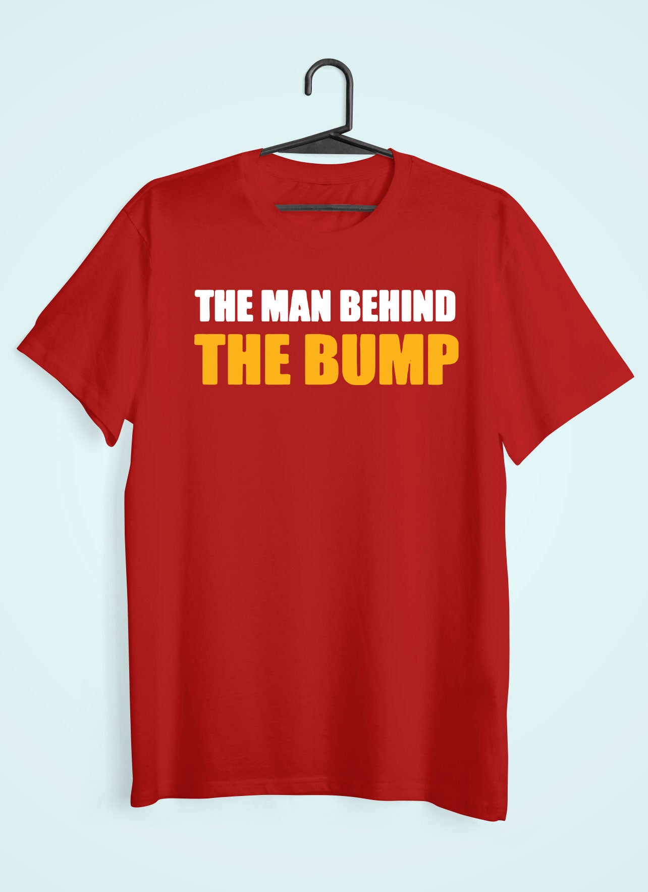 Man Behind The Bump Maternity Couple Half Sleeves T-Shirts -FunkyTeesClub