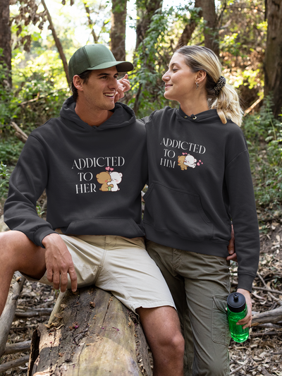 Addicted To Him Couple Hoodie-FunkyTeesClub