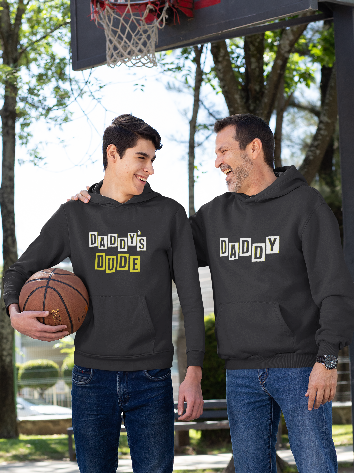 Daddy Father and Son Black Matching Hoodies- FunkyTeesClub