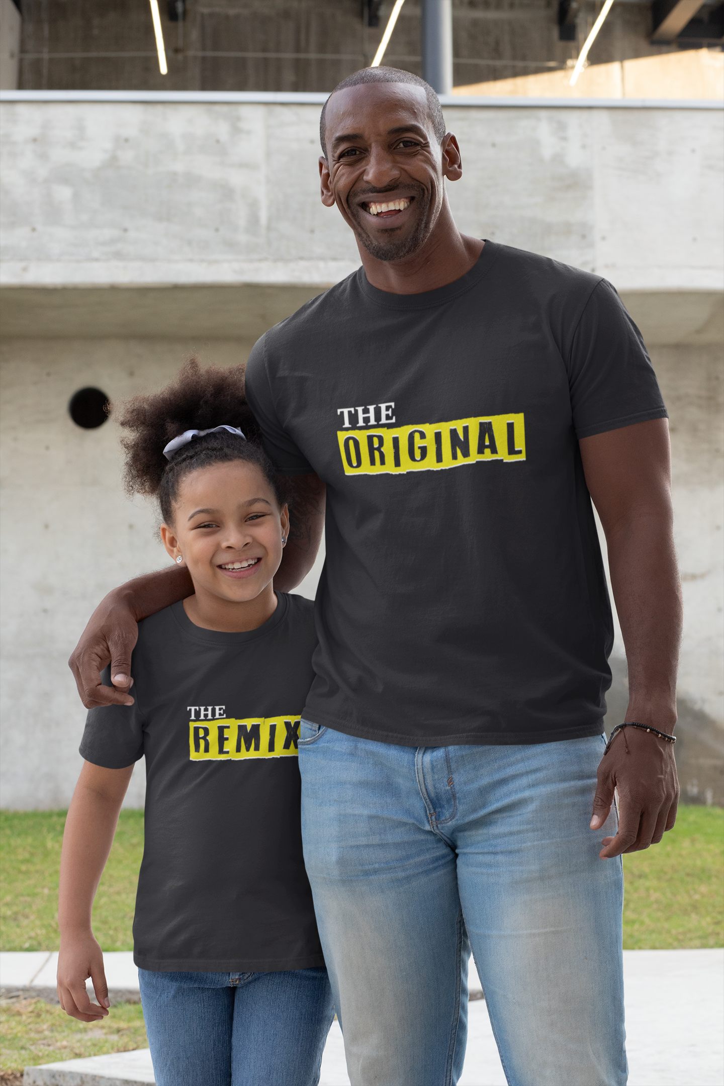 The Original Father and Daughter Black Matching T-Shirt- FunkyTeesClub
