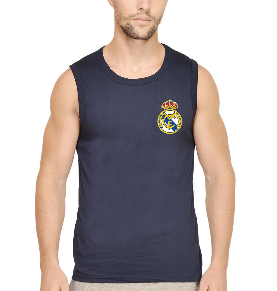 Real Madrid Logo Men Sleeveless T-Shirts-FunkyTeesClub