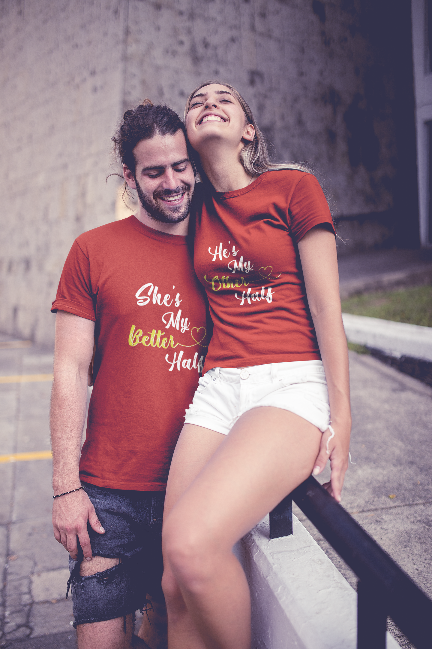 He Is My Better Half Couple Half Sleeves T-Shirts -FunkyTeesClub