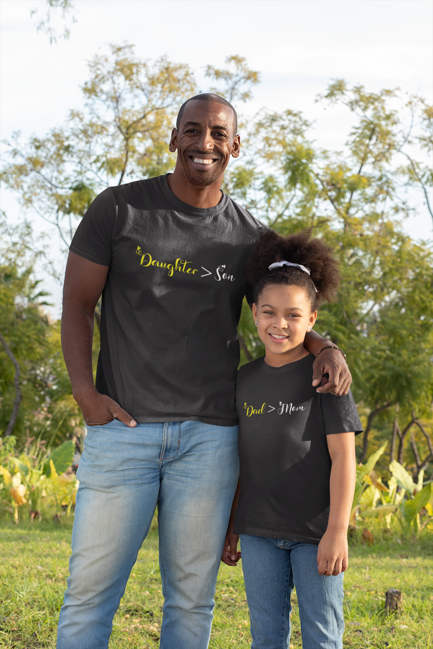 Dad Father and Daughter Black Matching T-Shirt- FunkyTeesClub