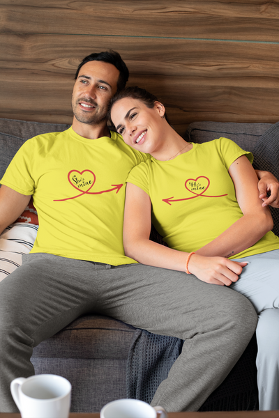 She Is Mine Couple Half Sleeves T-Shirts -FunkyTeesClub