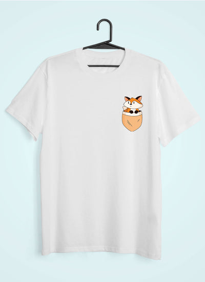 Fox Side Pocket Design Women Half Sleeves T-shirt- FunkyTeesClub