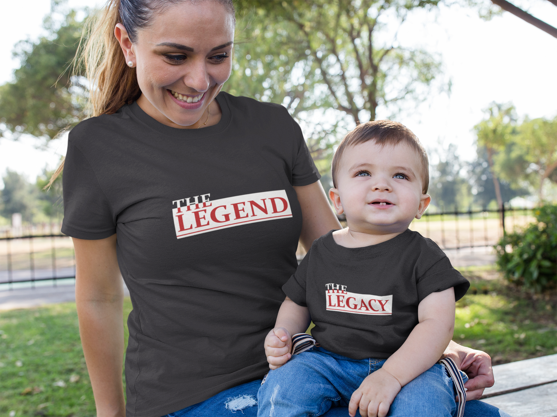 The Legend Mother And Son Black Matching T-Shirt- FunkyTeesClub