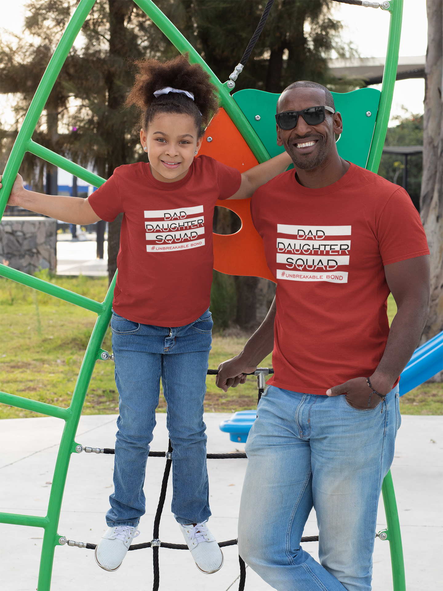 Dad Daughter Squad Father and Daughter Red Matching T-Shirt- FunkyTeesClub
