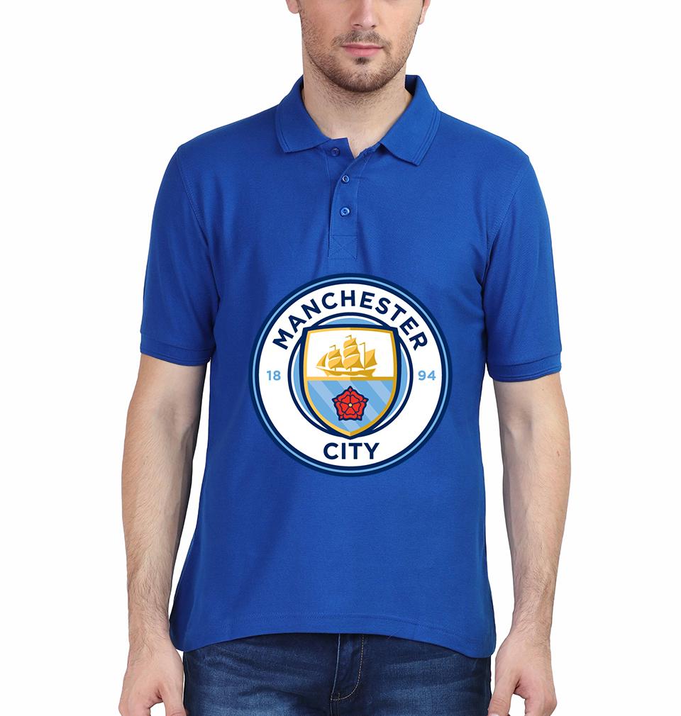 Manchester City Logo Men Polo Half Sleeves T-Shirts-FunkyTeesClub