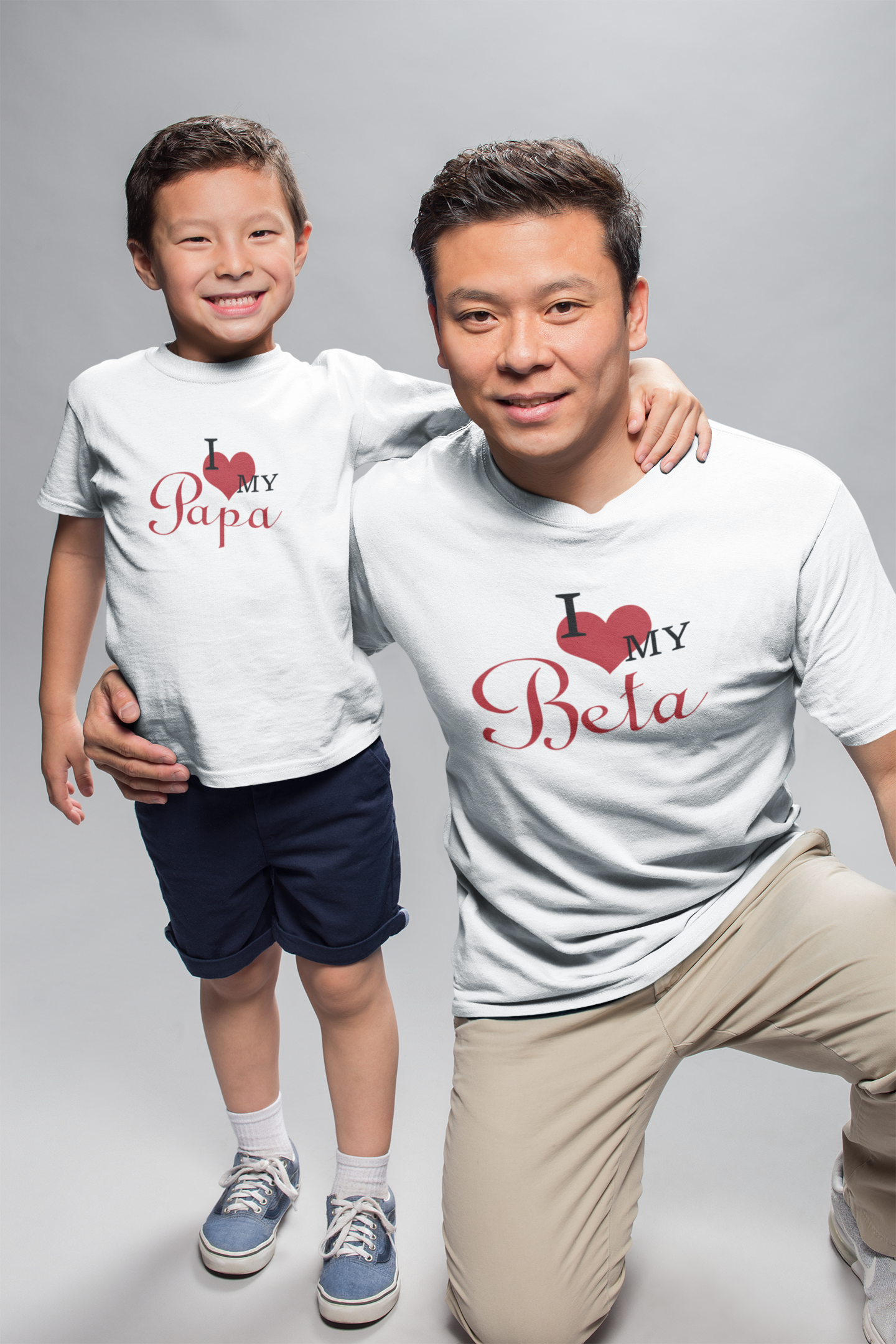 I Love My Papa Father and Son White Matching T-Shirt- FunkyTeesClub