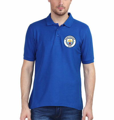 Manchester City Logo Men Polo Half Sleeves T-Shirts-FunkyTeesClub
